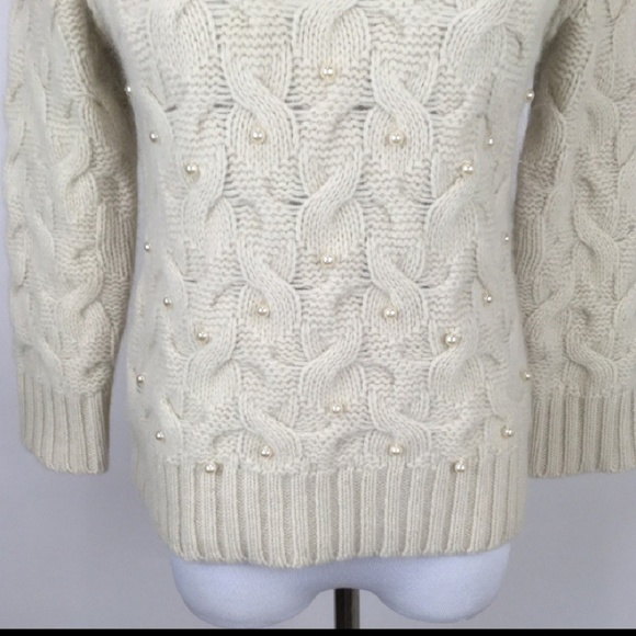 Cream Ann Taylor Beaded Sweater medium - Picture 3 of 5